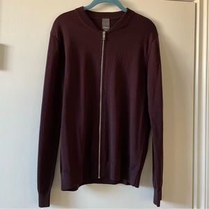 Mens H&M Merino Wool Blend Zip Up Cardigan